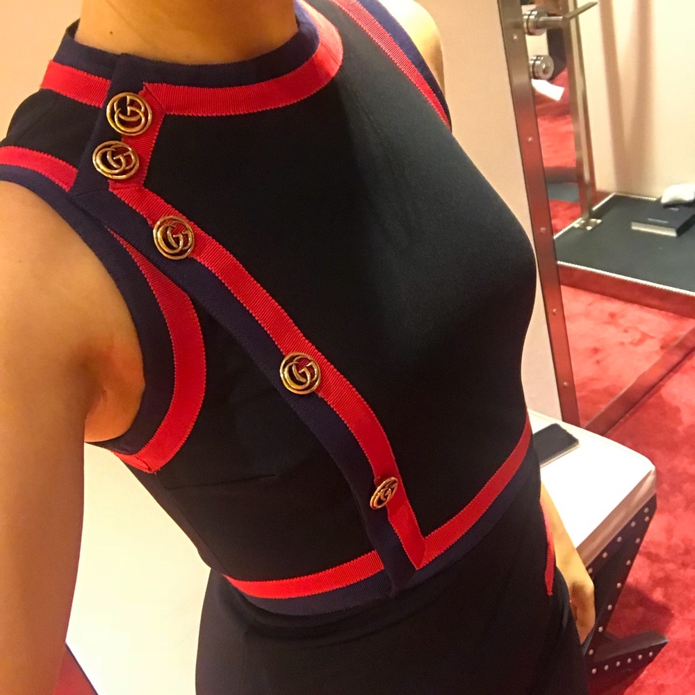 BNWT GUCCI STRIPE TRIM  A-LINE ABITI DRESS XXS